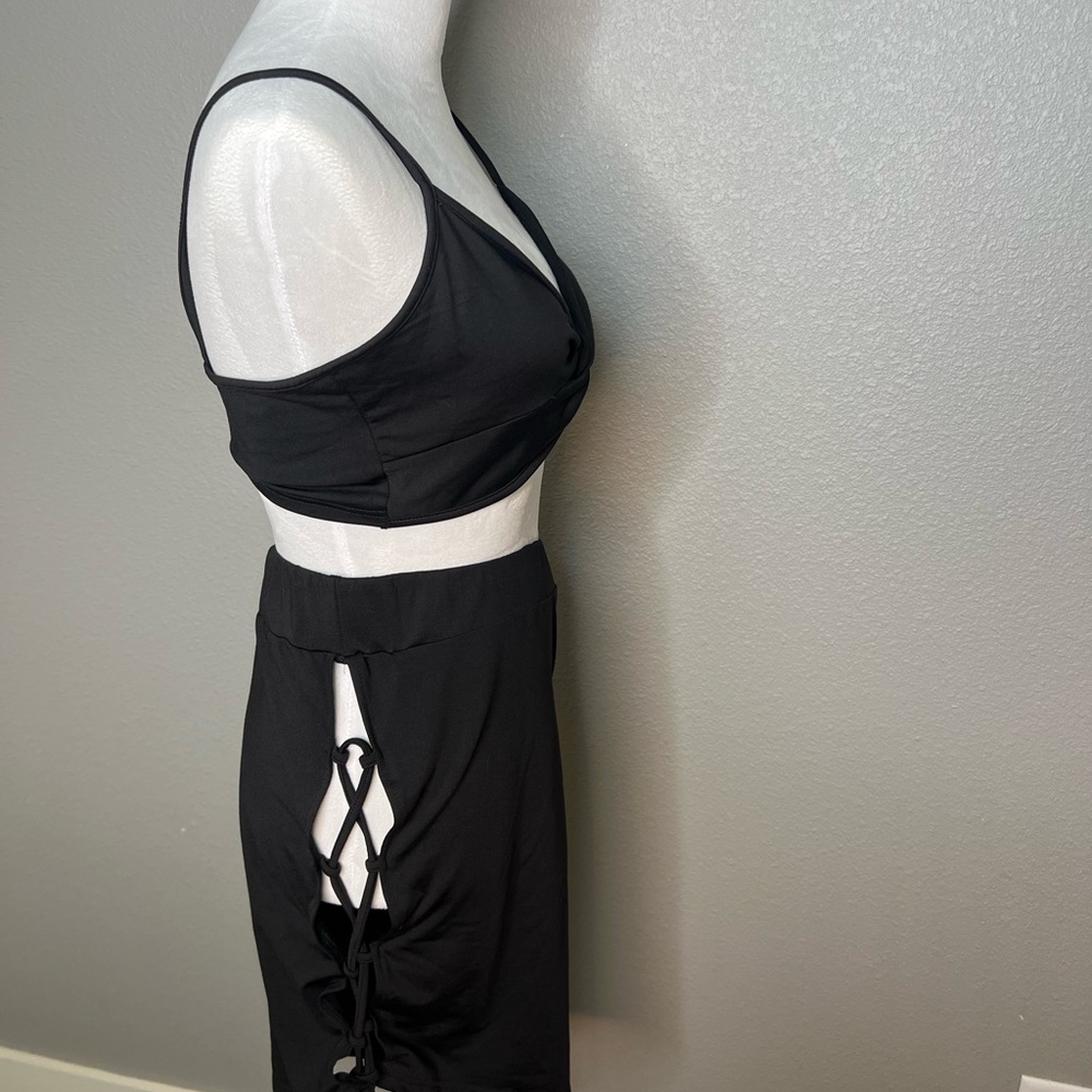 Black lace up Skirt set - Picture 4 of 10